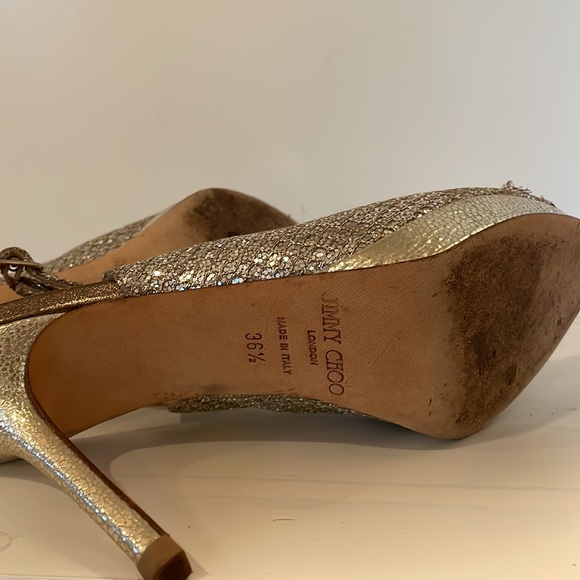AUTHENTIC Jimmy Choo Sparkly Silver Heels - Picture 4 of 5